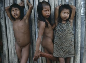 BRAZIL, Amazonas, Xingu , Xikrin Indian girls.