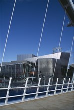 ENGLAND, Manchester, Exterior view of the Lowry Arts Centre seen from the footbridge
