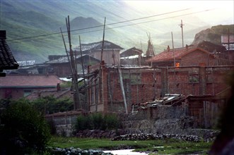 CHINA, Gansu, Langmusi, Early morning view of the town