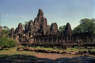 CAMBODIA, Angkor, The Bayon. Late twelth to early thirteenth century pyramid temple built in the