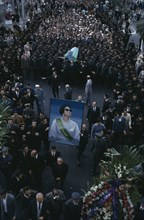 EGYPT, Cairo, Crowds attending funeral of singer Umm Khaltoum