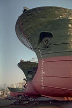 SOUTH KOREA, Pusan, View of ships in for repair at the dry docks