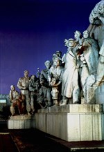 CHINA, Beijing, Tiananmen Square, View of the Monument to the Peoples Heroes illuminated at night