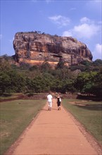 SRI LANKA, Sigiriya, View towards huge monolithic rock site of fith century citadel.  Also called
