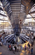 GERMANY, Berlin, Interior of the Reichstag dome designed by Norman Foster