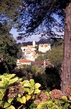 PORTUGAL, Lisbon, Sintra, View of the Camara Municipal or Town Hall on the hillside Sintra Vila or