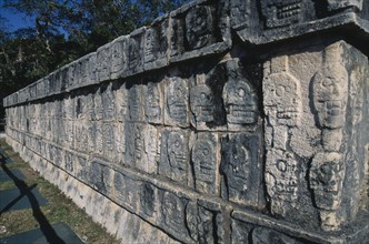 MEXICO, Yucatan, Chichen Itza, Temple of Skulls exterior detail