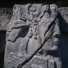 MEXICO, Chiapas, Palenque, Close up of Mayan carving at The Palace