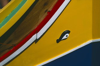 MALTA, Transport, The traditional protective eye painted on a Luzzu fishing boat