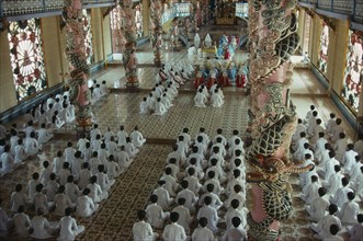 VIETNAM, South, Tay Ninh Province, The Cao Dai Holy See midday mass in the main temple