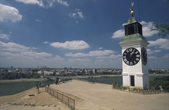 SERBIA, Vojodina, Novi Sad, Petrovaradin Fortress overlooking The Danube river and the city of Novi