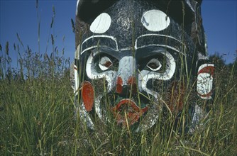 CANADA, British Columbia, Albert Bay, Kwakiutl tribe totem pole.
