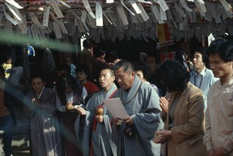 SOUTH KOREA, Religion, Buddhist, Korean Buddhist monk leads prayers during May celebrations of