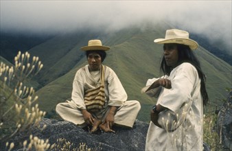 COLOMBIA, People, Kogi, Ramonil and Juancho two Kogi priests from the Sierra de Santa Marta against