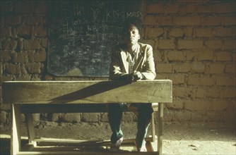 TANZANIA, Education, School teacher in classroom.