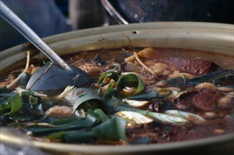 SOUTH KOREA, Pusan, Offal stew for sale in market.