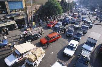 EGYPT, Cairo , Street scene and congested traffic.