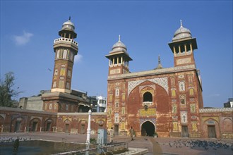 PAKISTAN, Punjab, Lahore, Wazir Khan Mosque 1634.  Exterior facade.