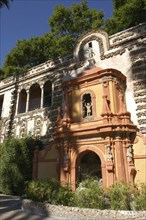 SPAIN, Andalucia, Seville, Santa Cruz District. The Royal Alcazar exterior detail