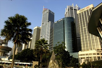 SINGAPORE, Business District, Skyscrapers and HSBC tower