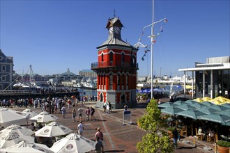 SOUTH AFRICA, Western Cape, Cape Town, View over busy waterfront area toward the brightly coloured