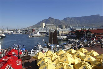 SOUTH AFRICA, Western Cape, Cape Town, View over the waterfront area with brightly coloured