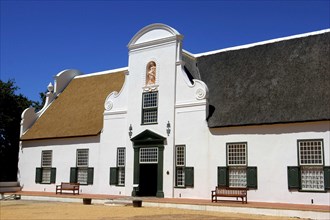 SOUTH AFRICA, Western Cape, Cape Town, Whitewashed winery facade