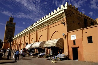 MOROCCO, Marrakech, El Mansour Mosque and adjacent bazaar