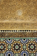 MOROCCO, Marrakech, Detail of tile decoration of the Saadian Tombs