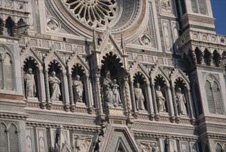 ITALY, Tuscany, Florence, Detail of section of exterior at Duomo Cathedral.