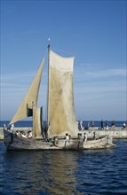 LITHUANIA, Nida, Old Baltic fishing boat.