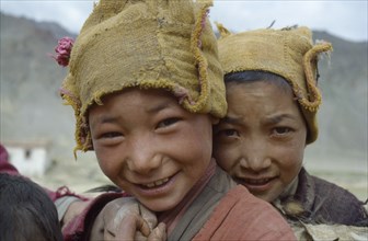 INDIA, Zanskar, Portrait of two young boys