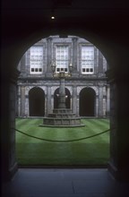 SCOTLAND, Lothian, Edinburgh, Holyrood Palace internal courtyard with surrounding colonnades and