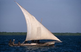 KENYA, Transport, Dhow traditional sailing baot.
