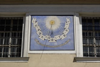 SLOVENIA, Ljubljana, Old Town. Wall mounted Sundial dated 1826