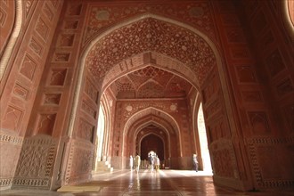 INDIA, Uttar Pradesh, Agra, "Taj Mahal, with an 9nterior view of the elaborate red sandstone