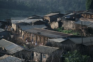 KENYA, Nairobi, Rooftop view of the slum on the outskirts of the capital city