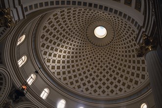 MALTA, Marsaxlokk, Mosta Dome Cathedral. Interior view of the Dome spiral roof