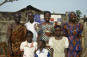 GHANA, Tribal People, "Group portrait of husband and wife, daughter and grandchildren."