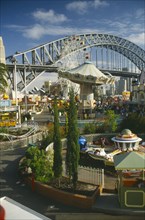 AUSTRALIA, New South Wales, Sydney, View toward Harbour Bridge and the Opera House from Luna Park