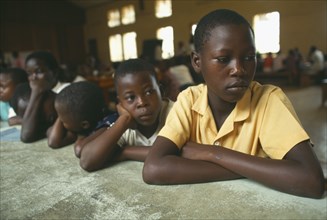 UGANDA, Kampala, Kamwoyke slum area.  Pupils at school for street children
