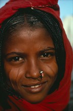 ERITREA, Children, Portrait of girl with facial scarification