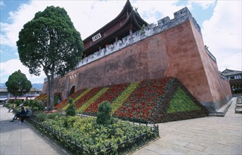 CHINA, Yunnan, Dali, Weishan. Memorial building to historical Nanzhao Kingdom in central square.
