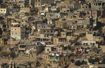 JORDAN, Amman, View over overcrowded poor suburbs.