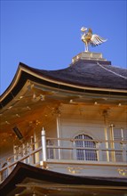 JAPAN, Honshu, Kyoto, Kinkaku Ji Temple aka the Golden Pavilion. Section of the gold leaf covered