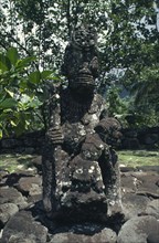PACIFIC ISLANDS, Polynesia, French Polynesia, "Marquesas, Nuku Hiva.  Stone Tiki carved figure.  "