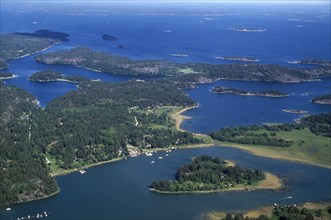 SWEDEN, Coastal Landscape, Aerial view over the Swedish Baltic archipelago.