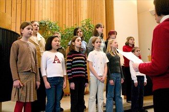 USA, Minnesota, St Paul, Children's choir at Unity Church Unitarian.