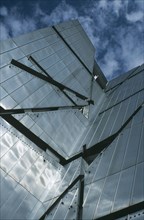 GERMANY, Berlin, Angled part view of zinc clad facade of the Jewish Museum designed by Polish