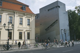 GERMANY, Berlin, Visitors at entrance to the Jewish Museum designed by Polish architect Daniel
